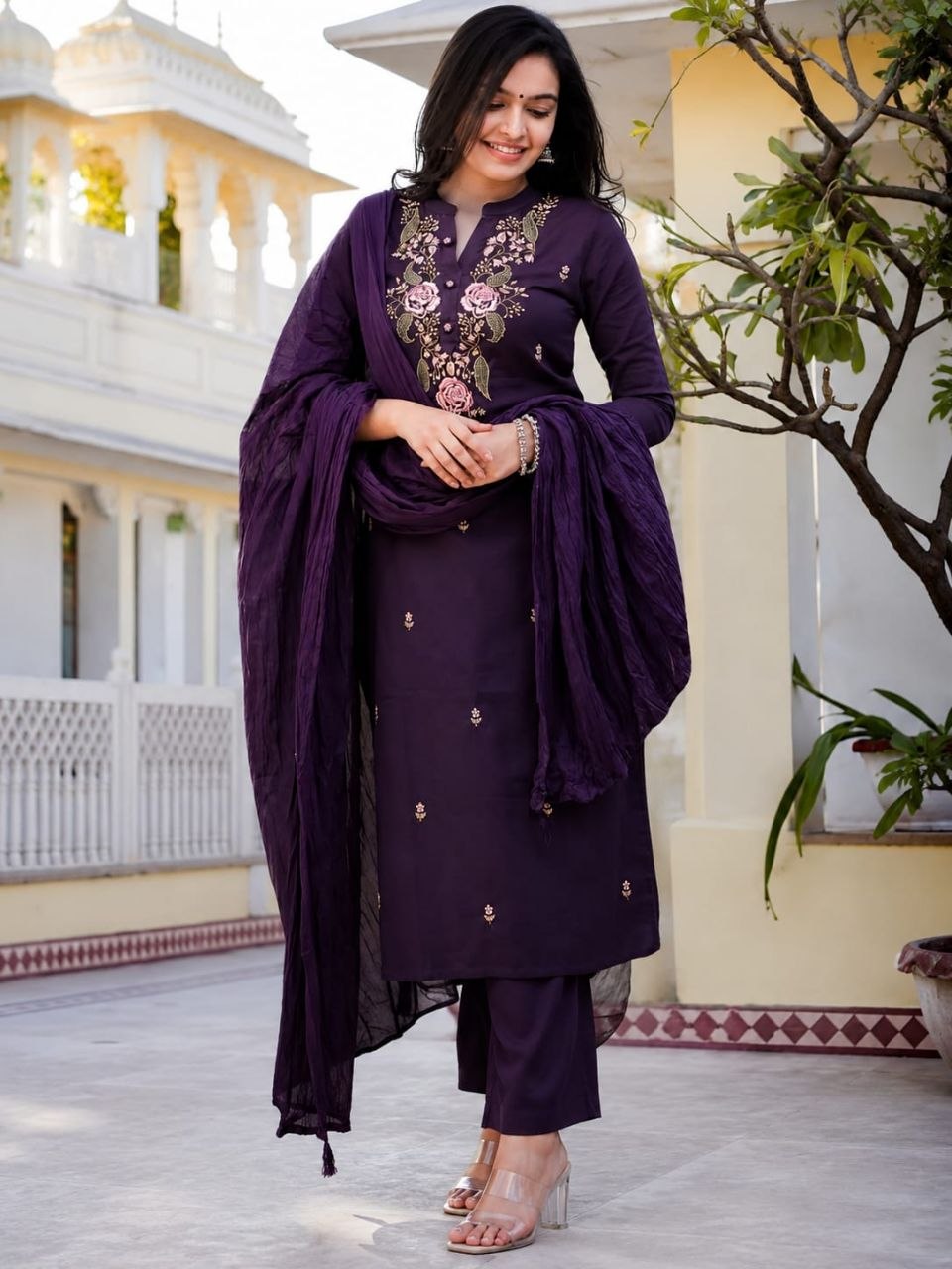 Trendy Embroidered Slub Cotton Kurti Dupatta Set for Women & Girls | 6 Colours Available - Image 5