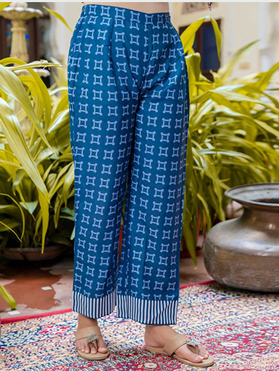 Blue Kurta Set for Women with Dupatta – Cotton Blend (9627) - Image 3
