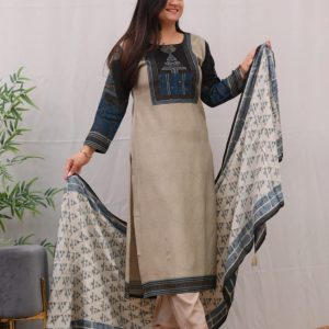 lillen cotton kurti pant dupatta set for women daily wear ethnic outfit india