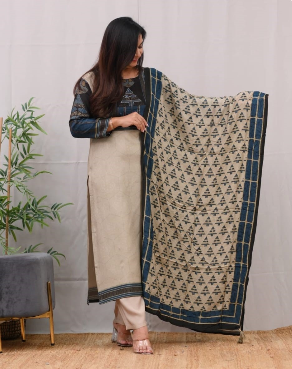Women Kurti Pant Dupatta Set | Lillen Cotton Kurti Set | Daily Wear Ethnic Set - Image 6