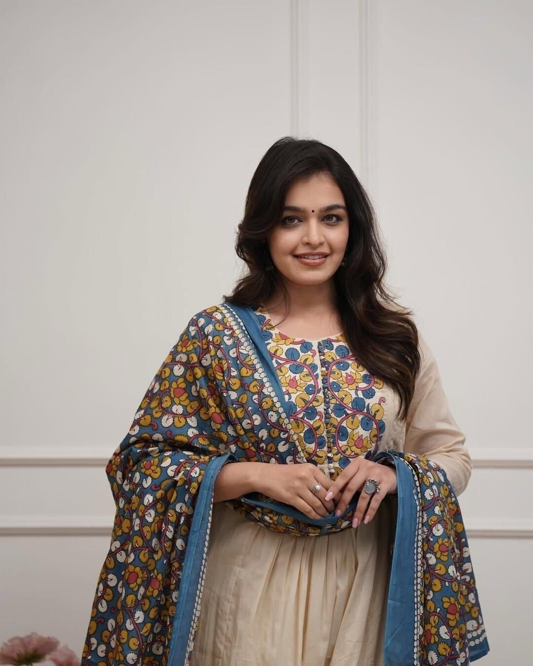 Premium Cotton A-Line Kurti Set with Printed Malmal Dupatta - Image 3