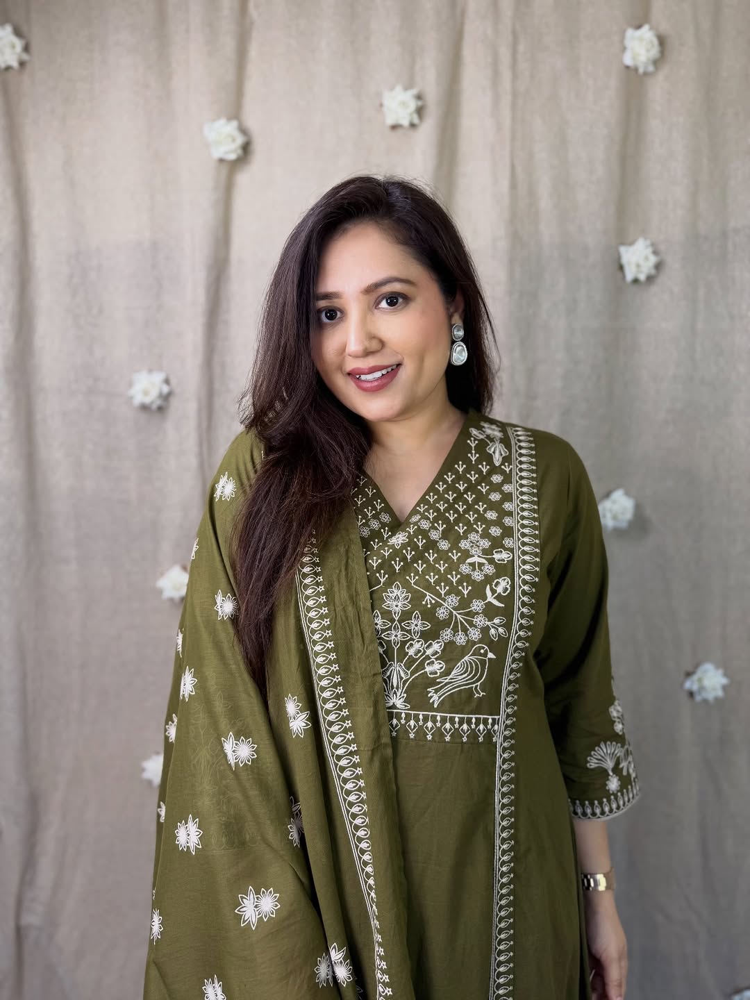Mull Cotton Kurti Pant Dupatta Set for Women | Soft Cotton Ethnic Wear - Image 3