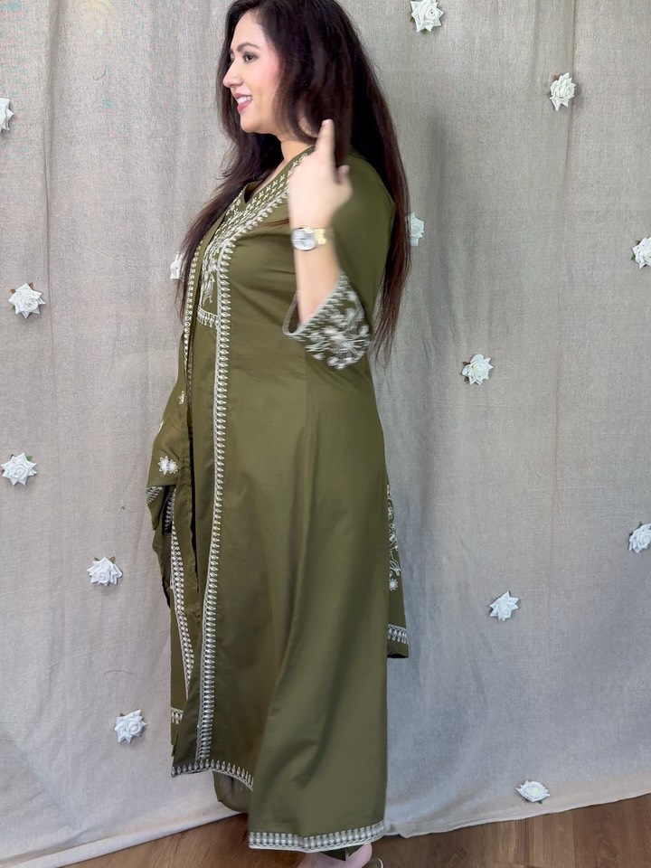 Mull Cotton Kurti Pant Dupatta Set for Women | Soft Cotton Ethnic Wear - Image 2