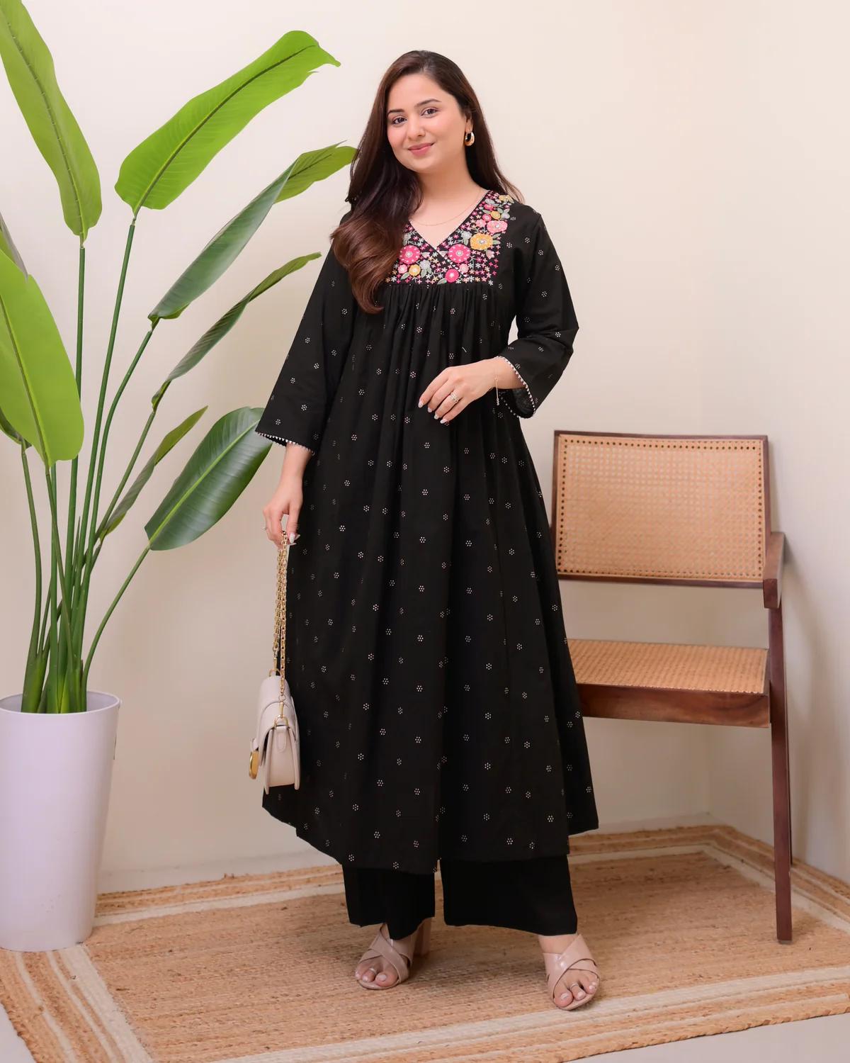 A-line cotton kurti pant set for women 60/60 cotton daily wear kurti Kerala style
