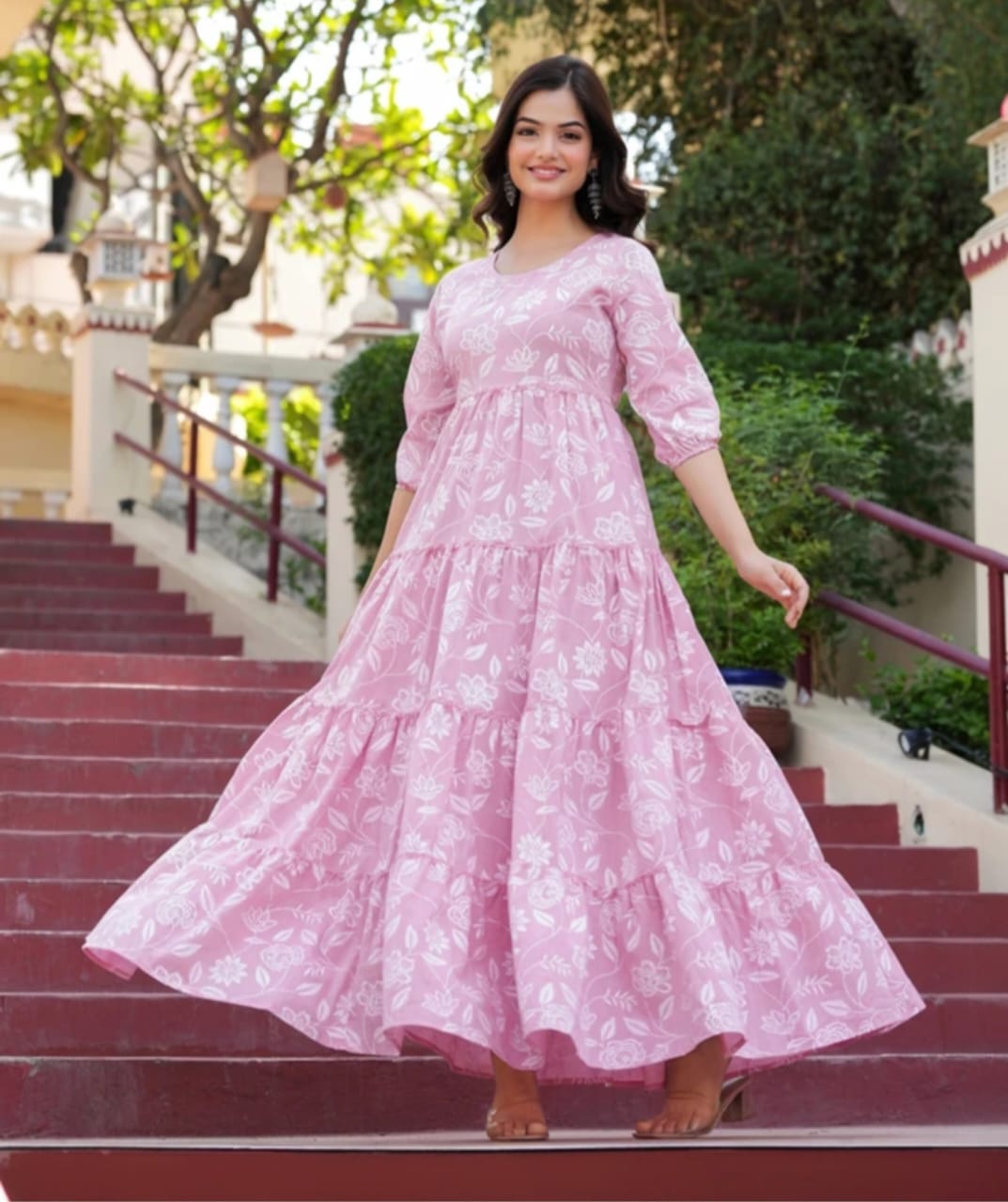 flowy long anarkali kurti for women rayon fabric casual daily wear india style