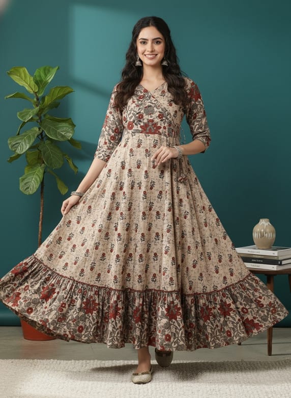 Stylish Long Anarkali Kurti for Women | Rayon Fabric | Flowy 48+ Length Kurti - Image 5