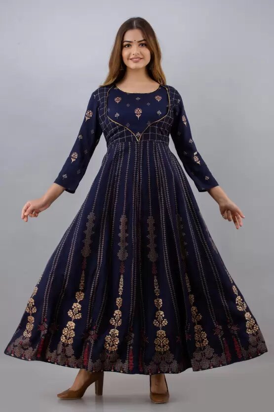 Stylish Long Anarkali Kurti for Women | Rayon Fabric | Flowy 48+ Length Kurti - Image 6