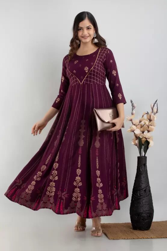 Stylish Long Anarkali Kurti for Women | Rayon Fabric | Flowy 48+ Length Kurti - Image 8