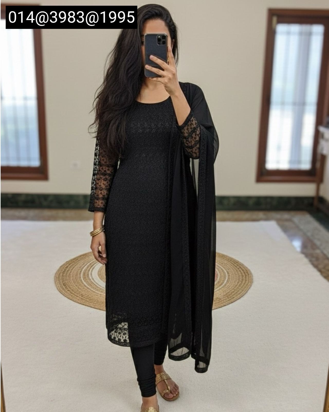 Women’s Net Fabric Chikankari Kurti with Soft Georgette Dupatta | Designer Ethnic Wear - Image 5