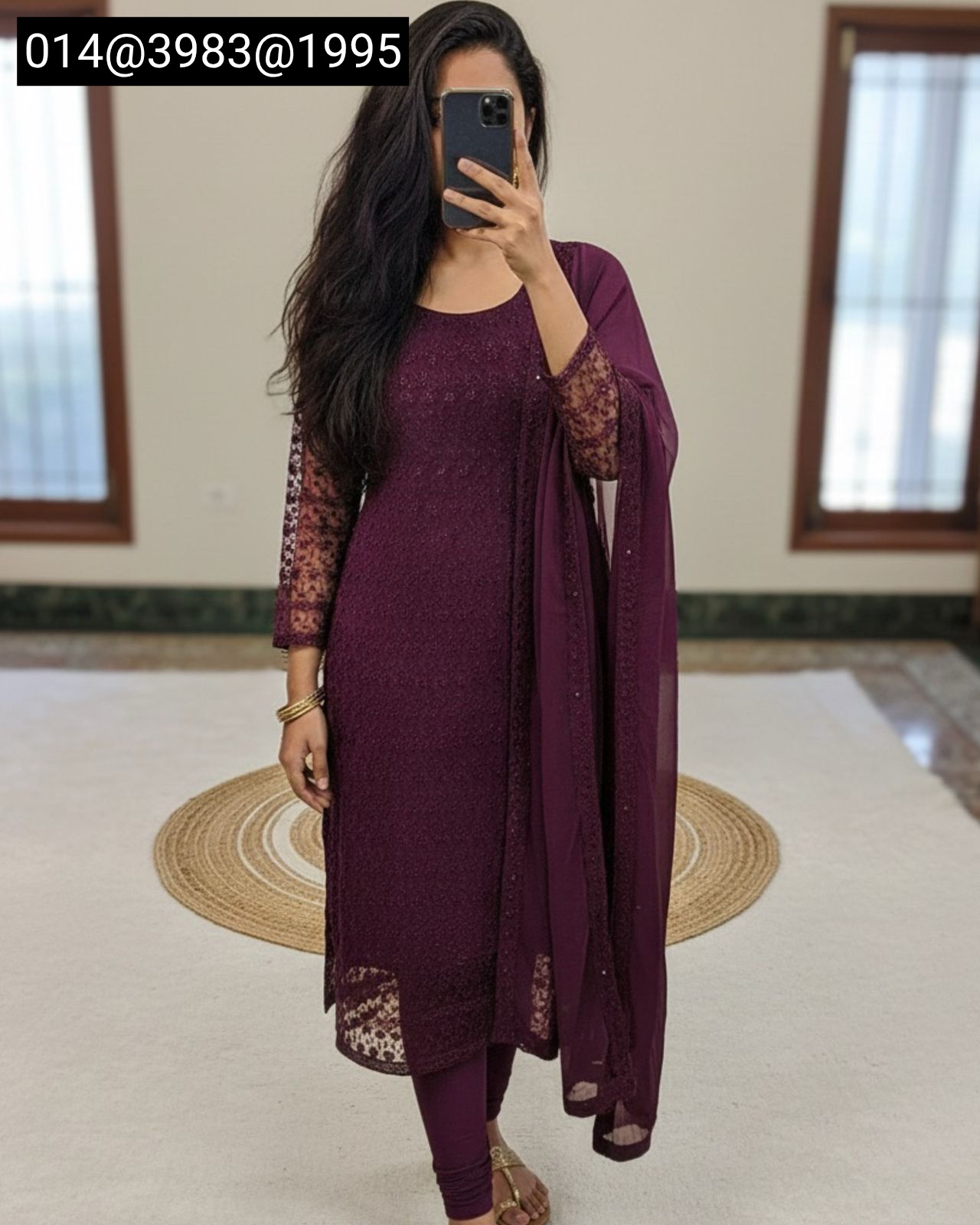 Women’s Net Fabric Chikankari Kurti with Soft Georgette Dupatta | Designer Ethnic Wear - Image 6