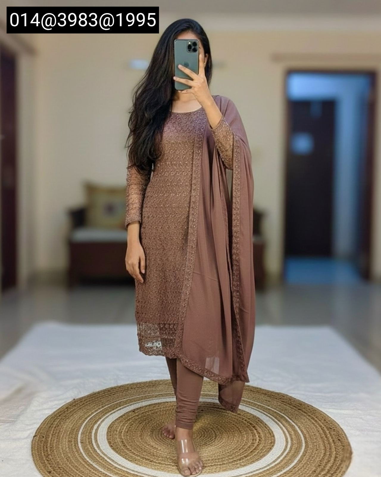 Women’s Net Fabric Chikankari Kurti with Soft Georgette Dupatta | Designer Ethnic Wear - Image 8