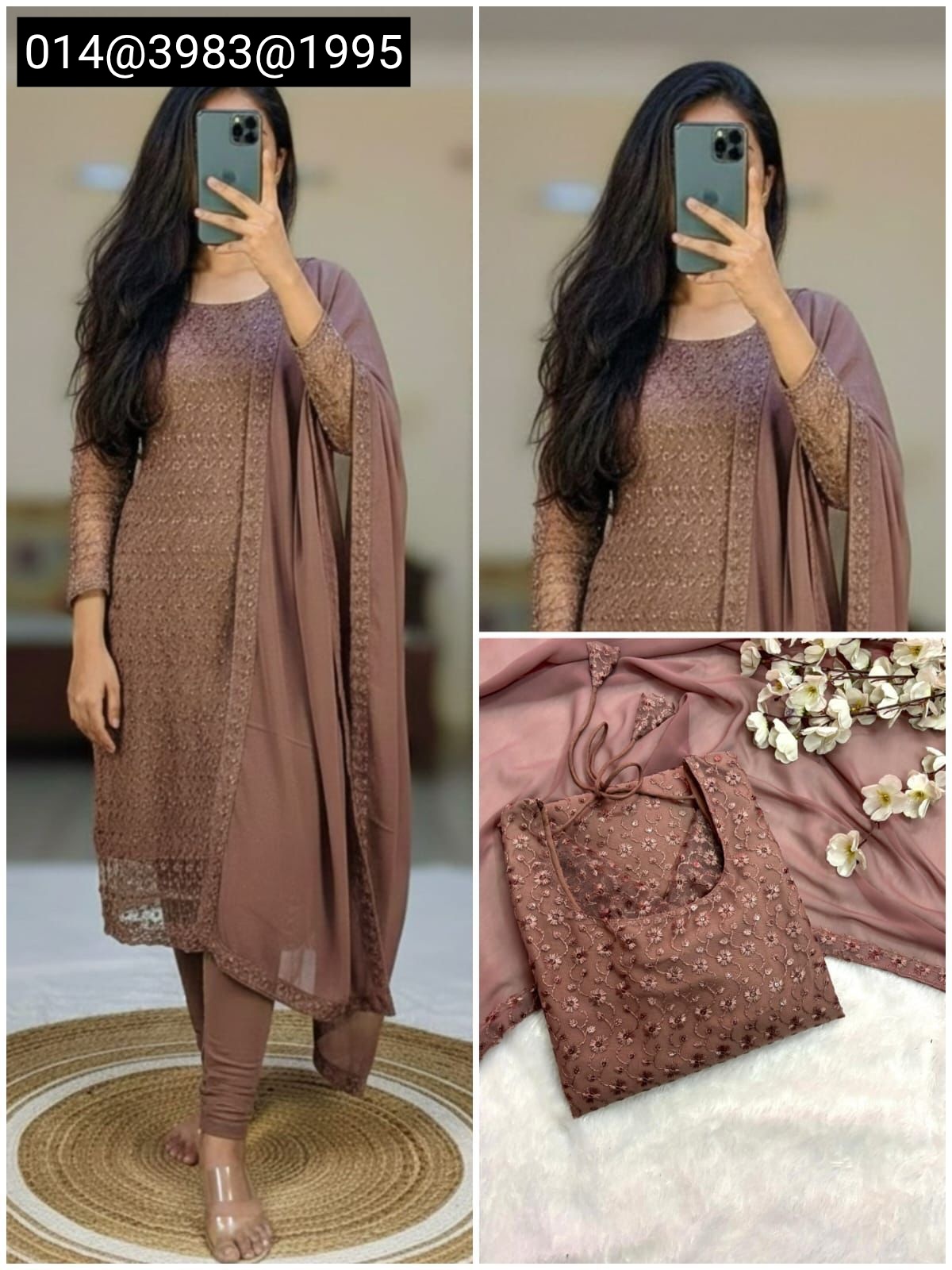 Women’s Net Fabric Chikankari Kurti with Soft Georgette Dupatta | Designer Ethnic Wear - Image 11