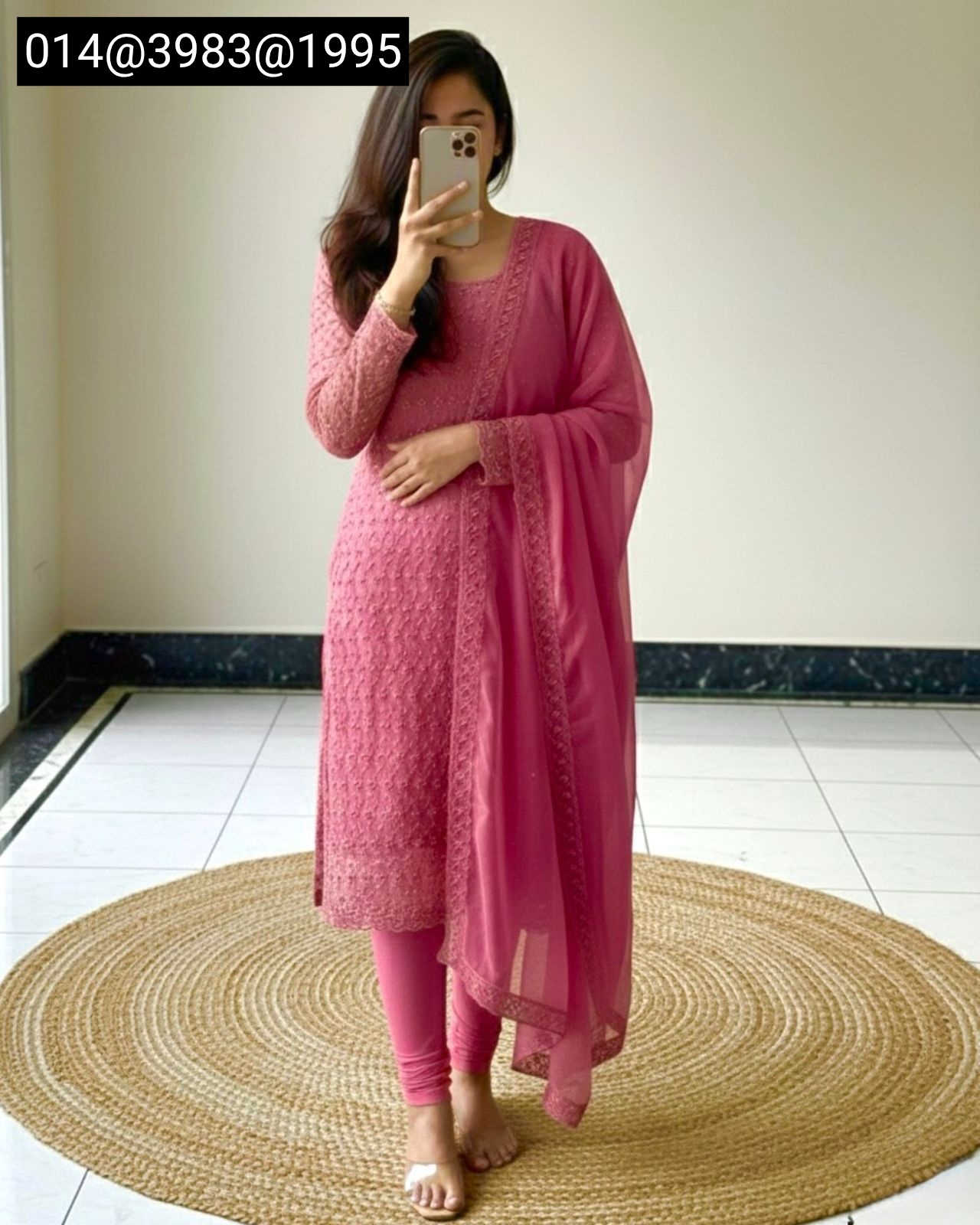 Women’s Net Fabric Chikankari Kurti with Soft Georgette Dupatta | Designer Ethnic Wear - Image 12