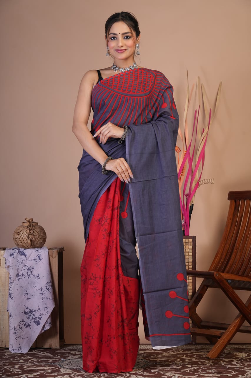 Best Quality Cotton Mulmul Saree - Image 8