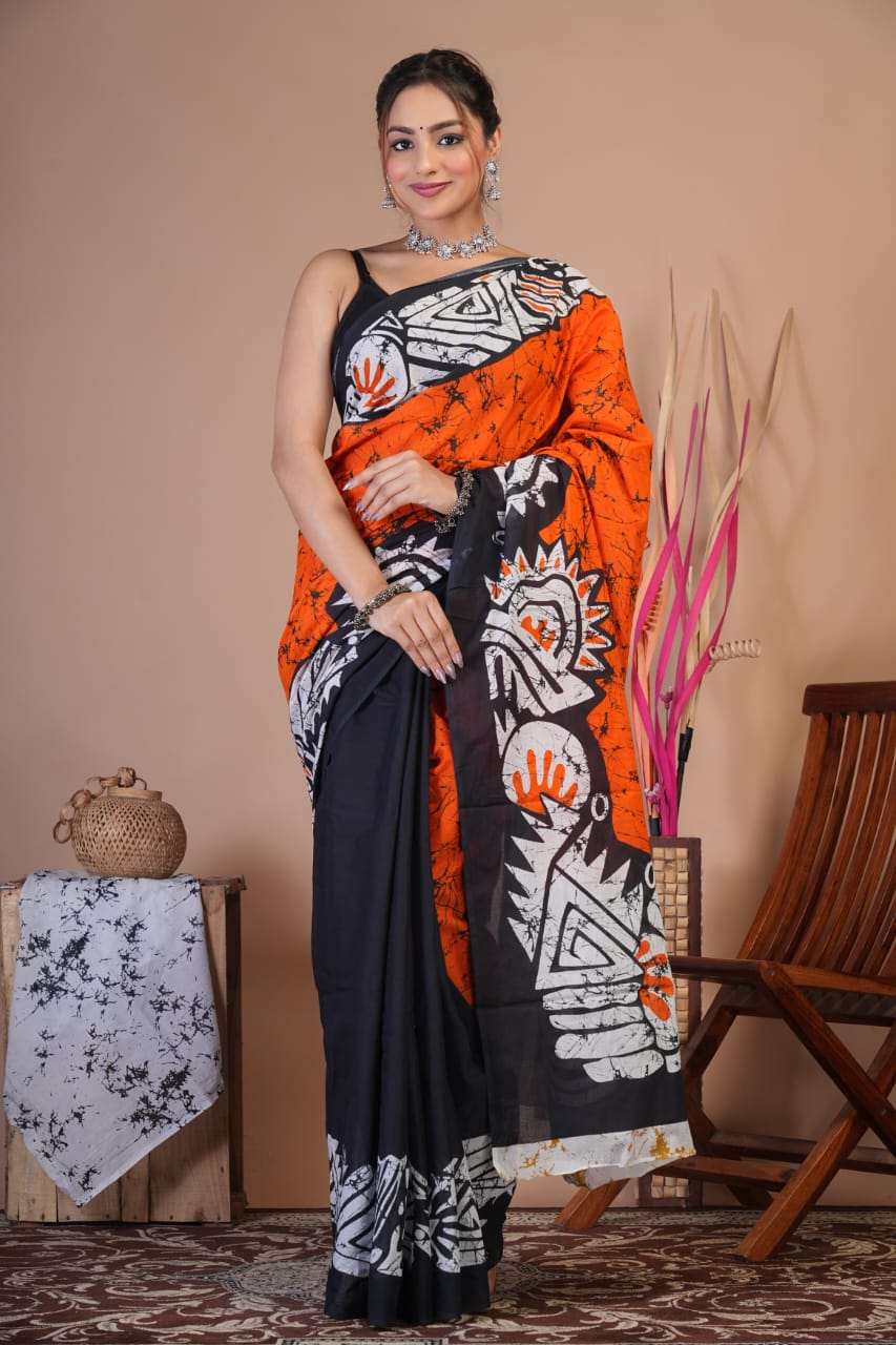 Best Quality Cotton Mulmul Saree - Image 5