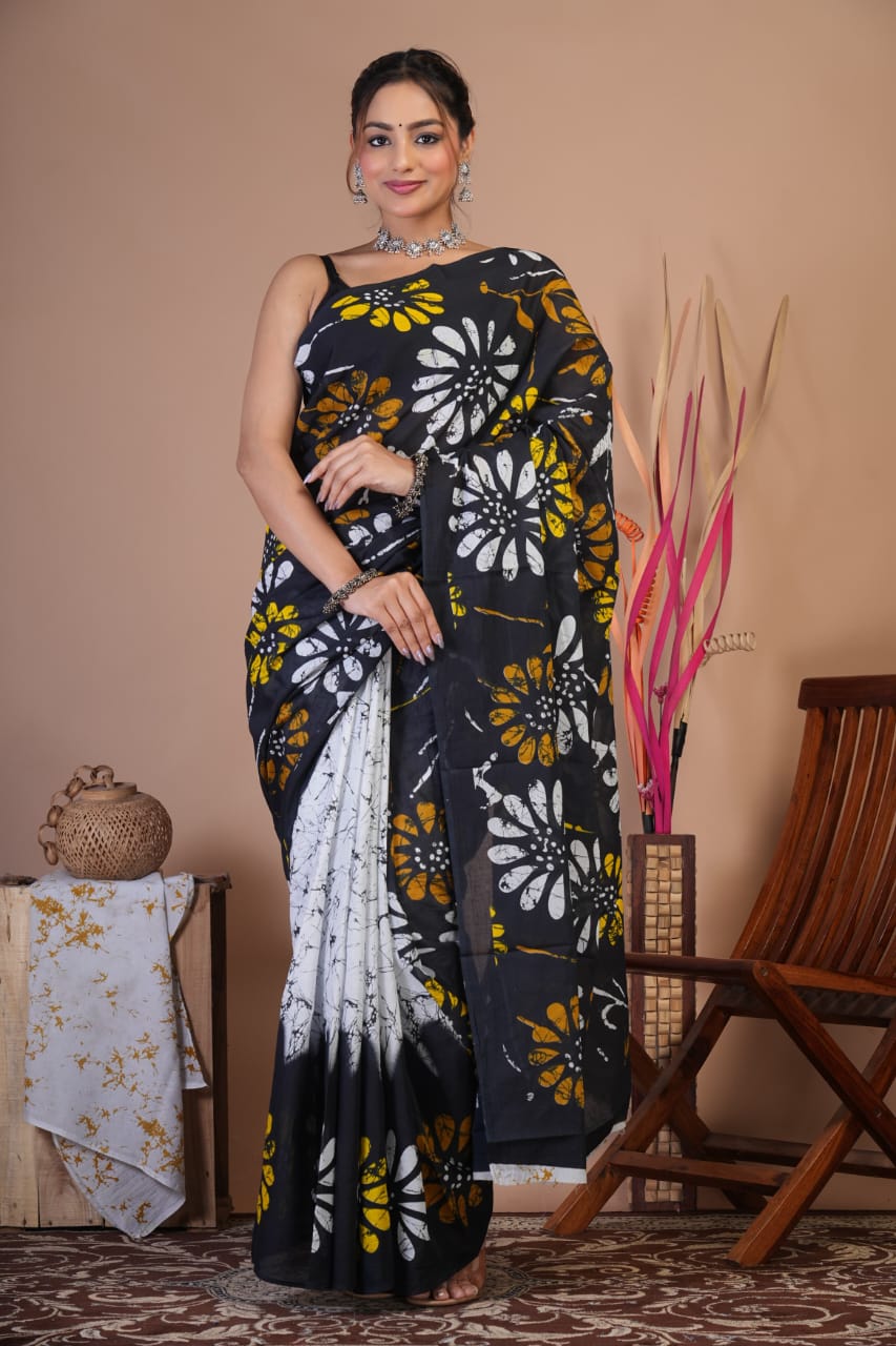 Best Quality Cotton Mulmul Saree - Image 2