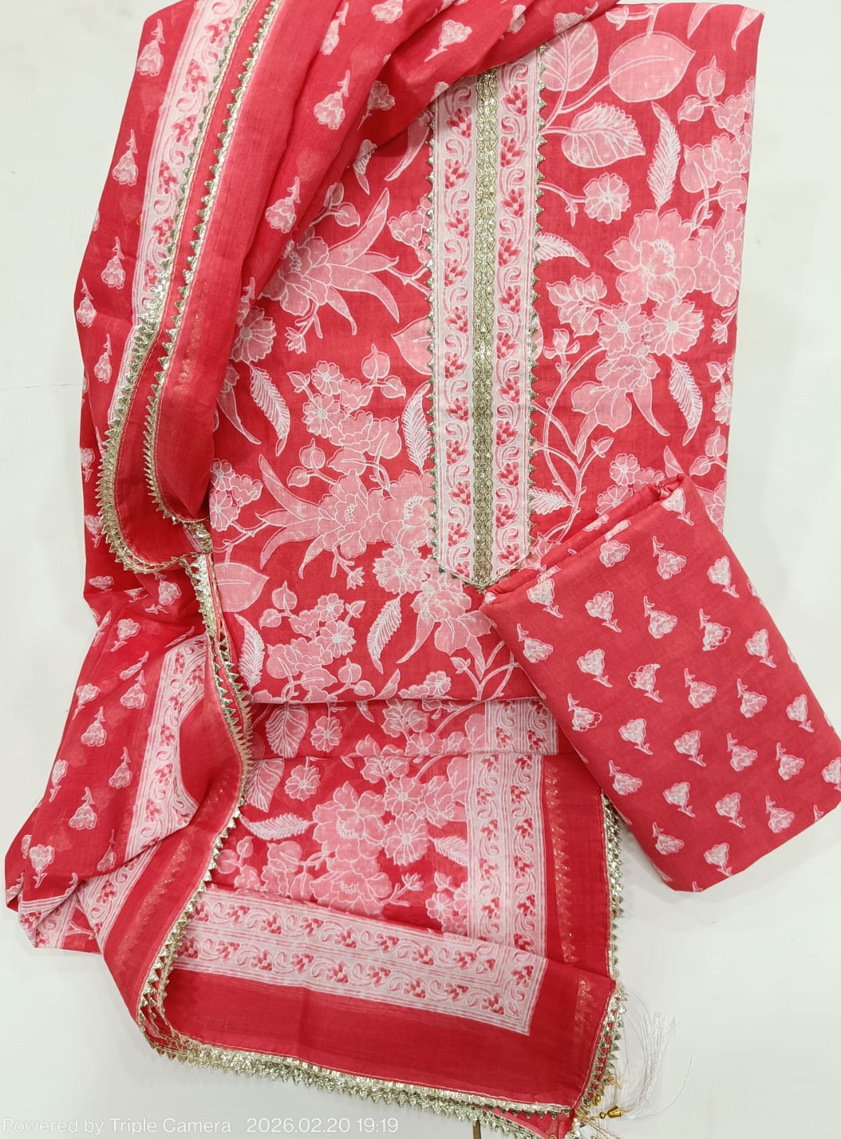 Elegant Cotton Dress Material with Cotton Dupatta | Hand Work Neck Design | K.H.A.T - Image 8